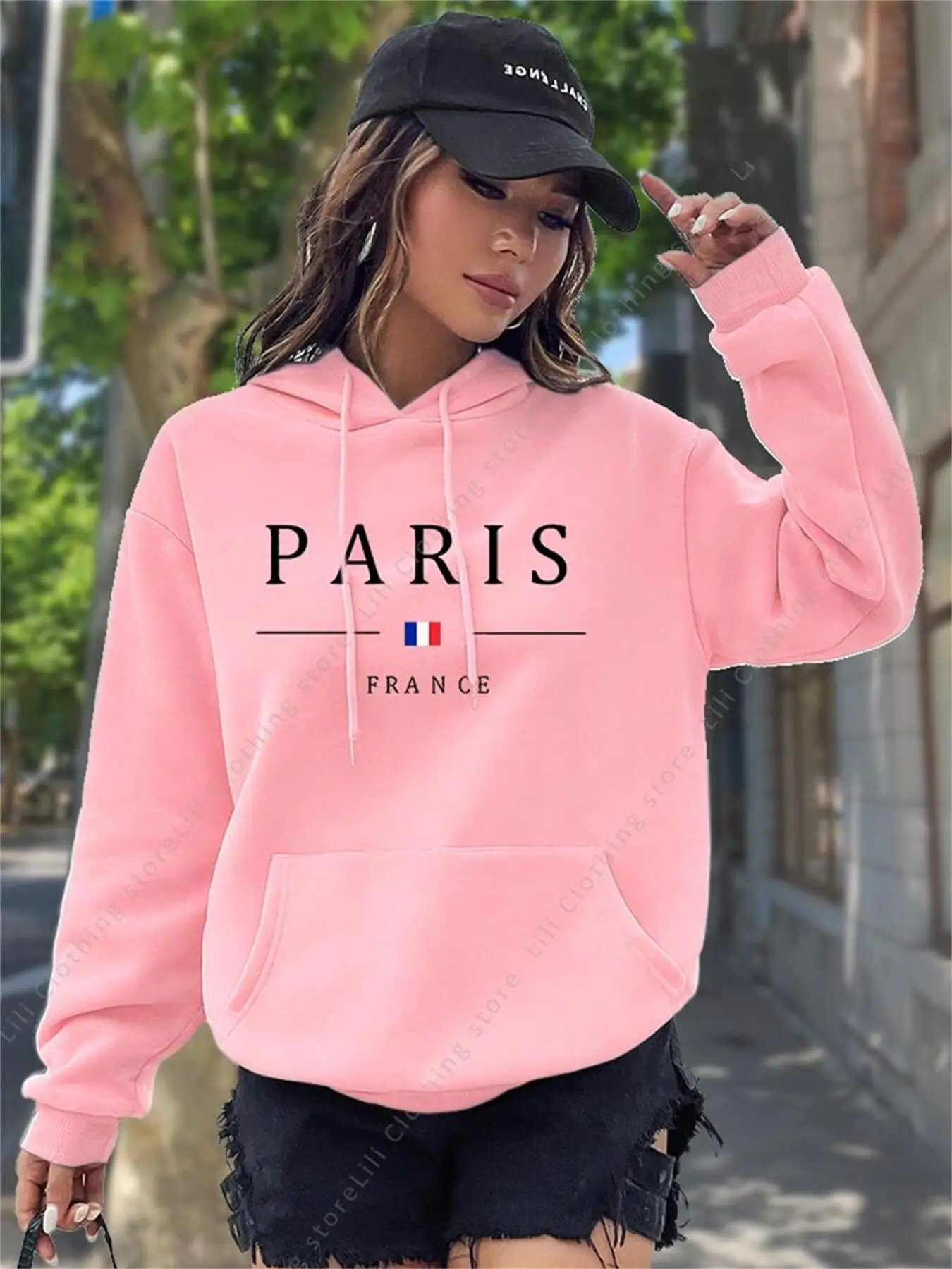PARIS Graphic Letter Hoodies W - Winter Clothing Drawing 评论和价格