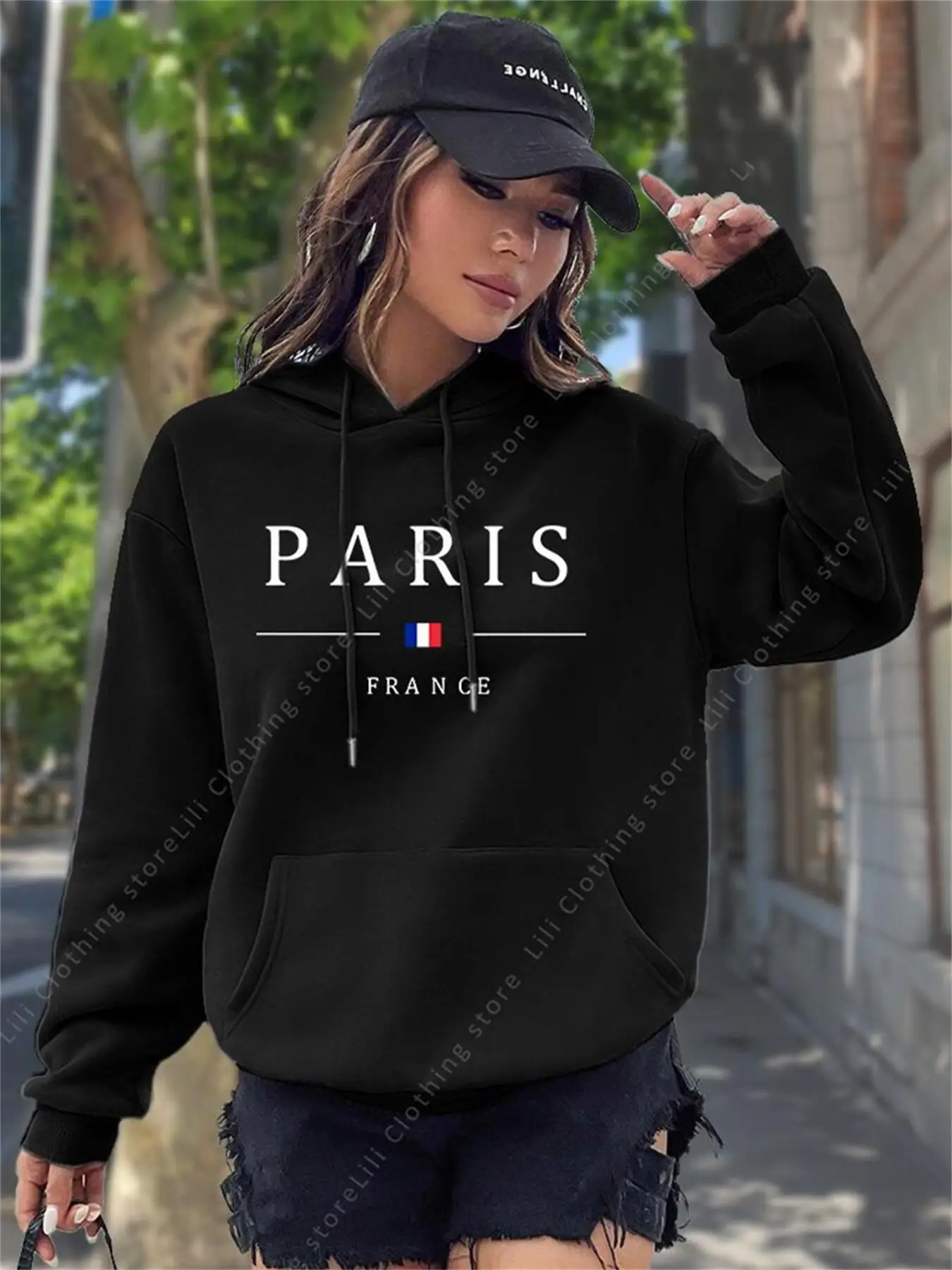 PARIS Graphic Letter Hoodies W - Winter Clothing Drawing 评论和价格